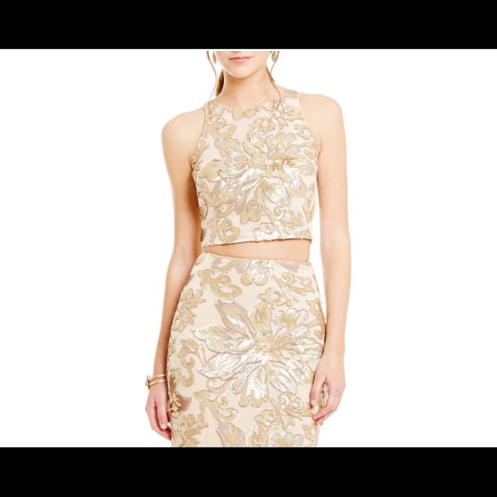 🎉🎉HOST PICK🎉🎉 Badgley Mischka Belle Floral Sequin Top/Skirt Set6